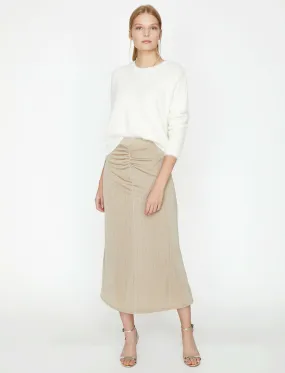 12072 Beige Drow String Maxi Skirt
