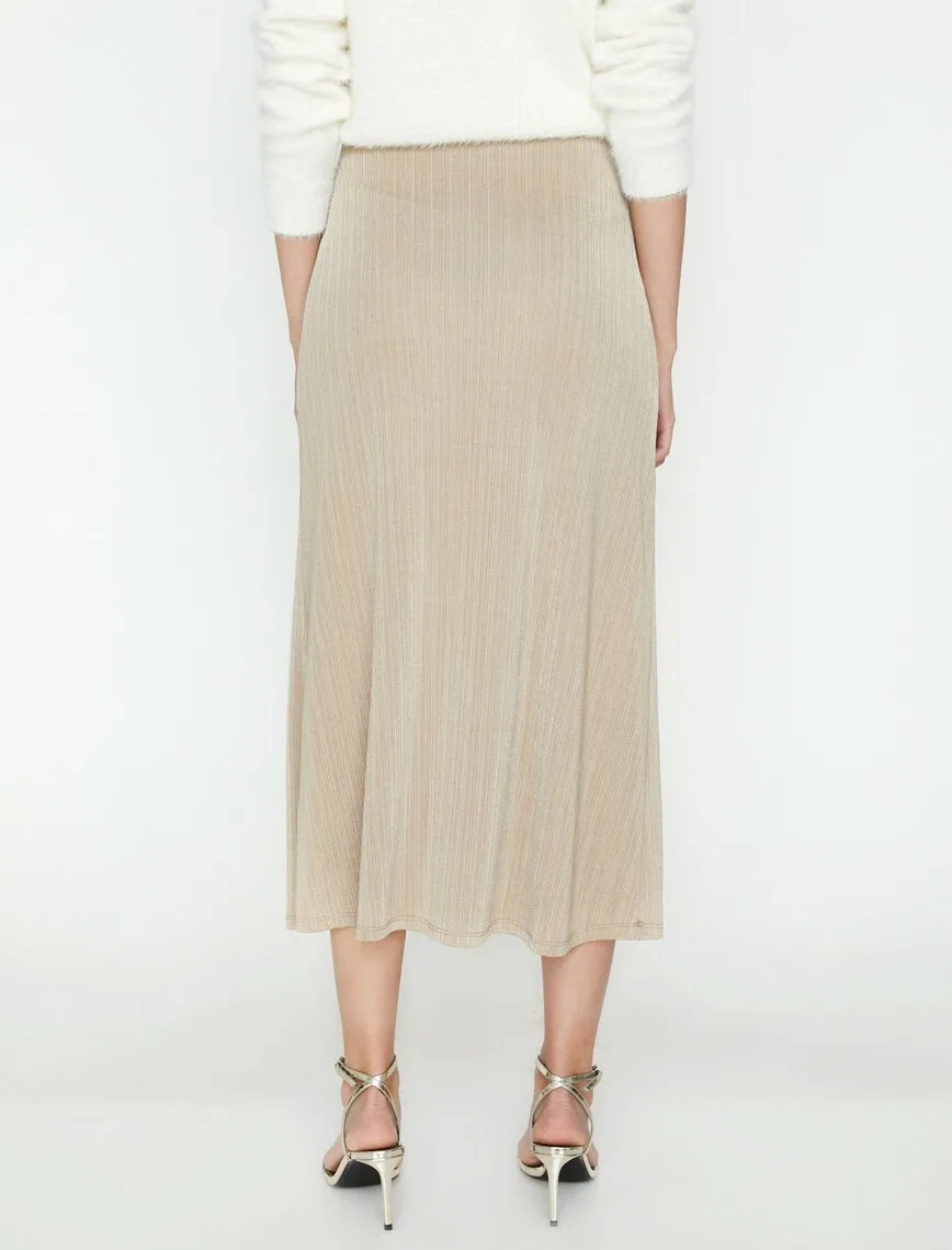 12072 Beige Drow String Maxi Skirt