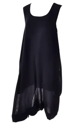 1990s Issey Miyake Oversized Black Wool Drop Crotch Jumpsuit Romper