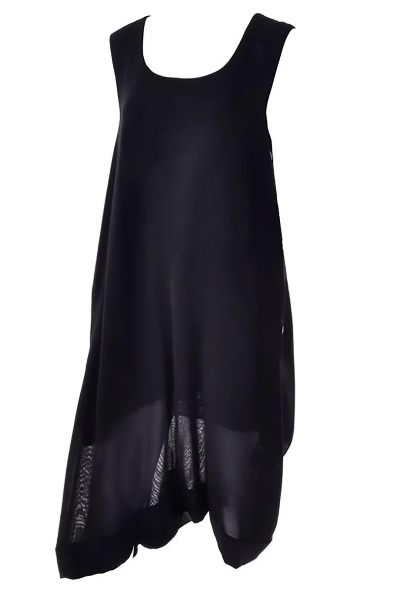 1990s Issey Miyake Oversized Black Wool Drop Crotch Jumpsuit Romper