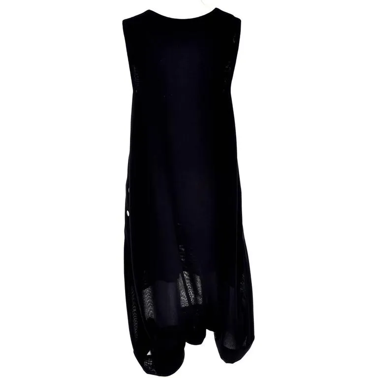 1990s Issey Miyake Oversized Black Wool Drop Crotch Jumpsuit Romper