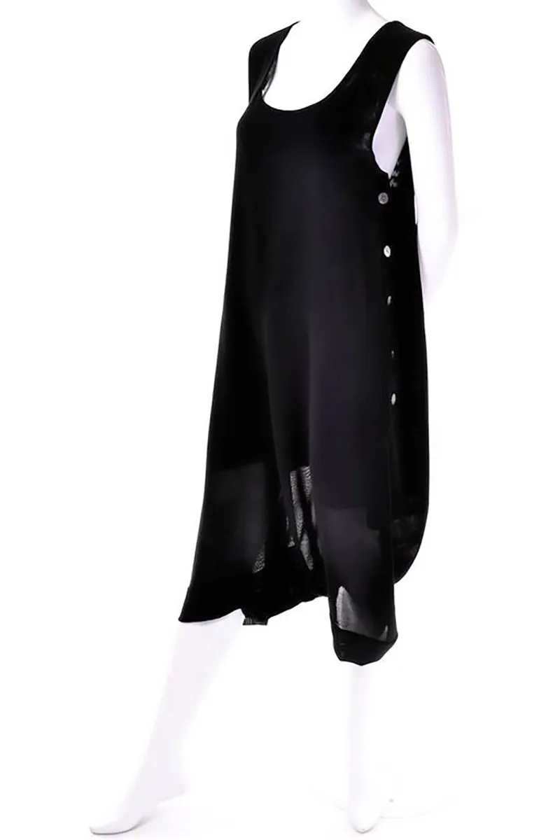 1990s Issey Miyake Oversized Black Wool Drop Crotch Jumpsuit Romper