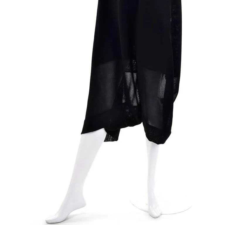 1990s Issey Miyake Oversized Black Wool Drop Crotch Jumpsuit Romper