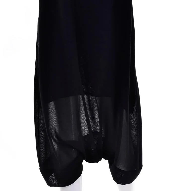 1990s Issey Miyake Oversized Black Wool Drop Crotch Jumpsuit Romper