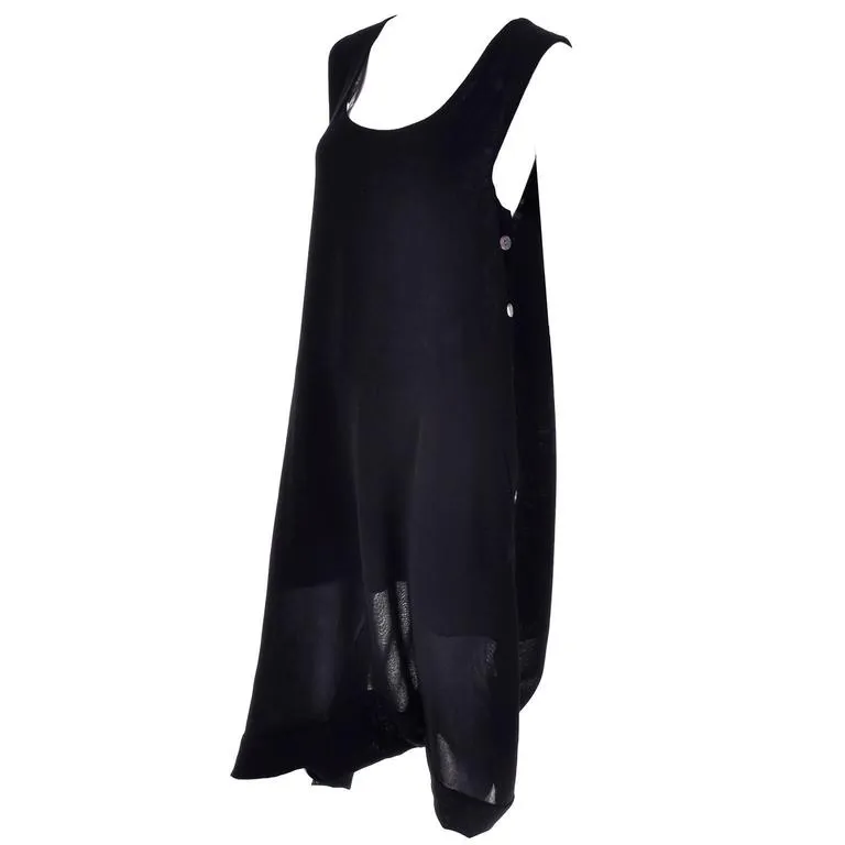 1990s Issey Miyake Oversized Black Wool Drop Crotch Jumpsuit Romper