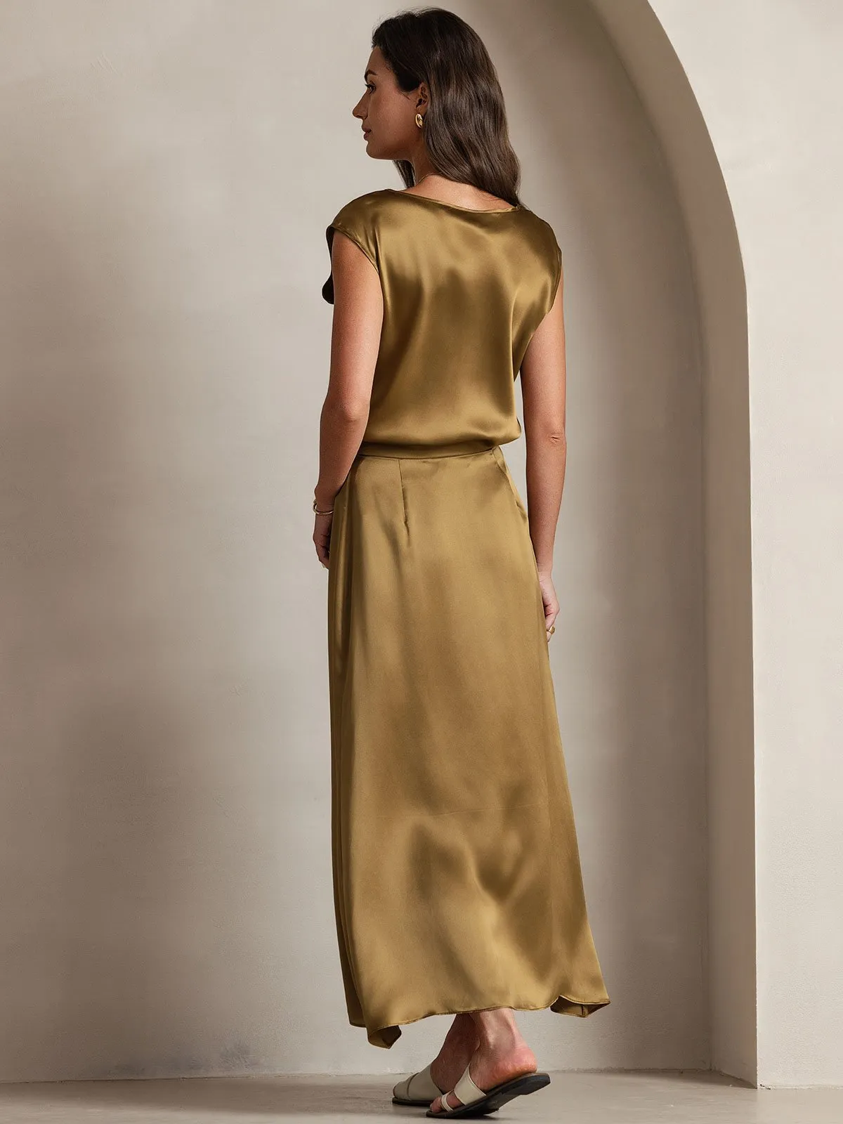 19Momme Jupe Maxi Classique En Soie