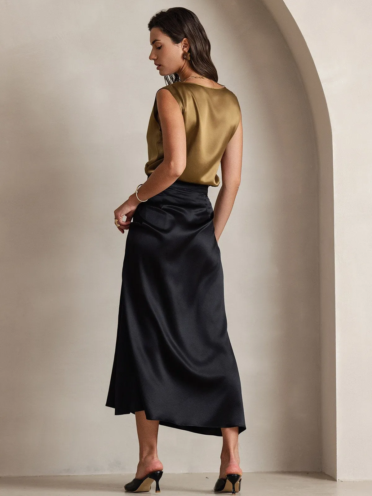 19Momme Jupe Maxi Classique En Soie