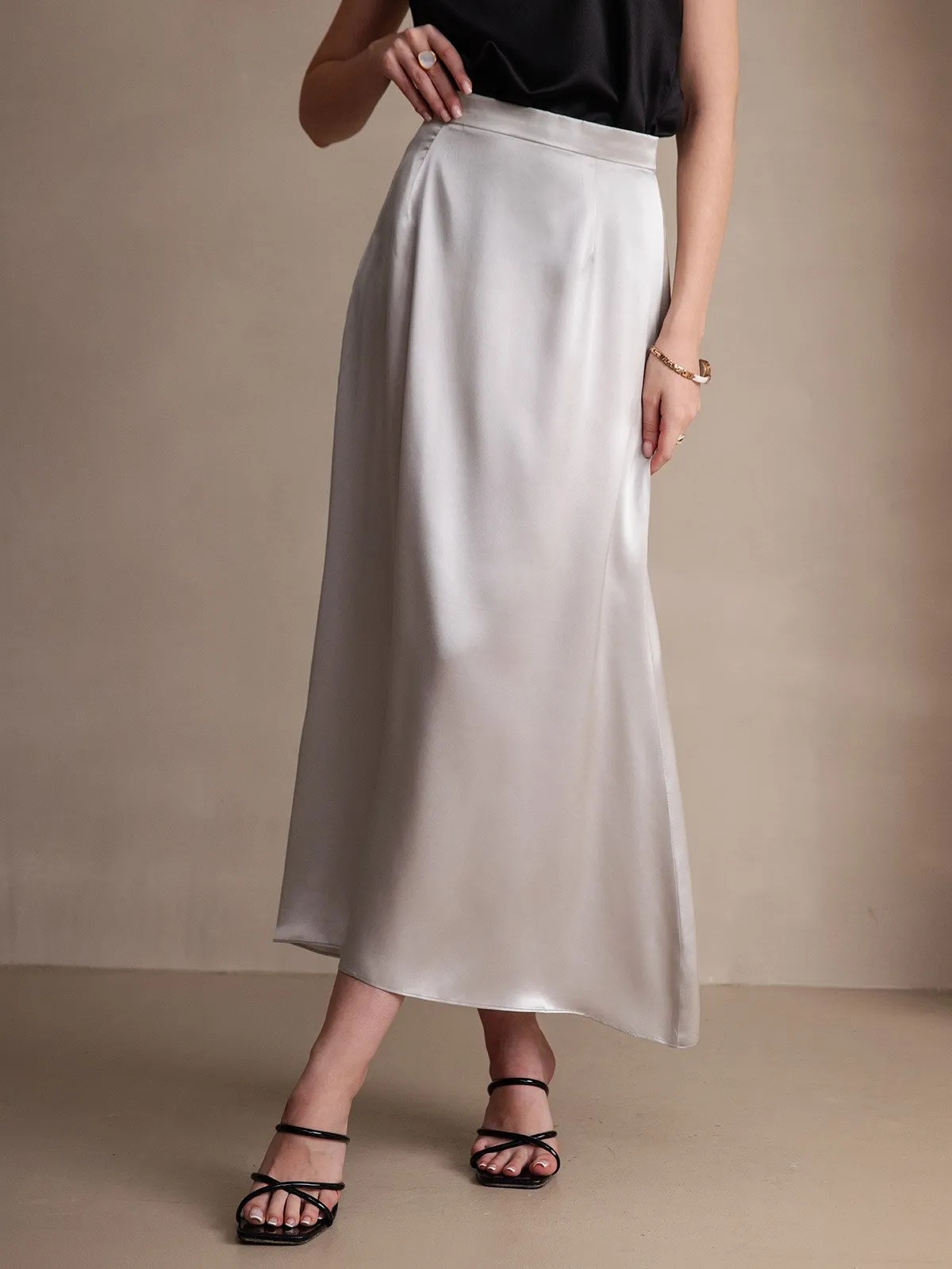 19Momme Jupe Maxi Classique En Soie