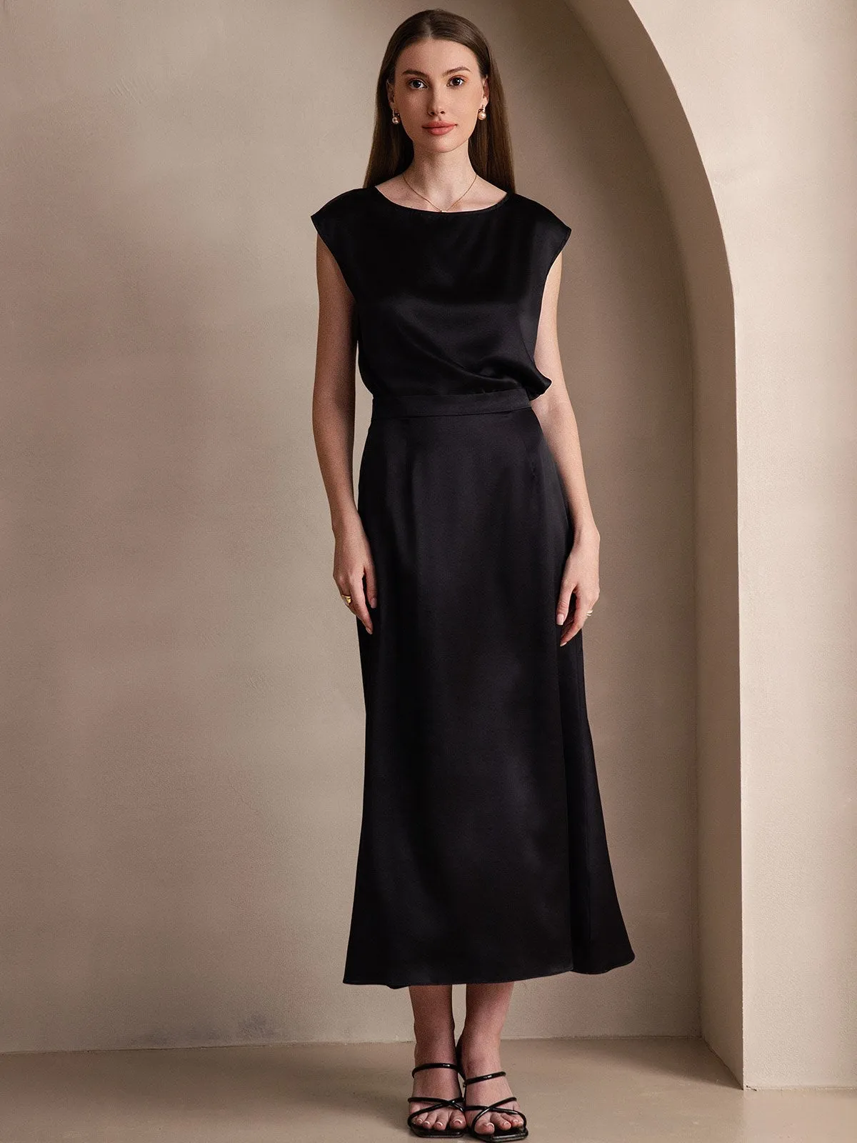 19Momme Jupe Maxi Classique En Soie