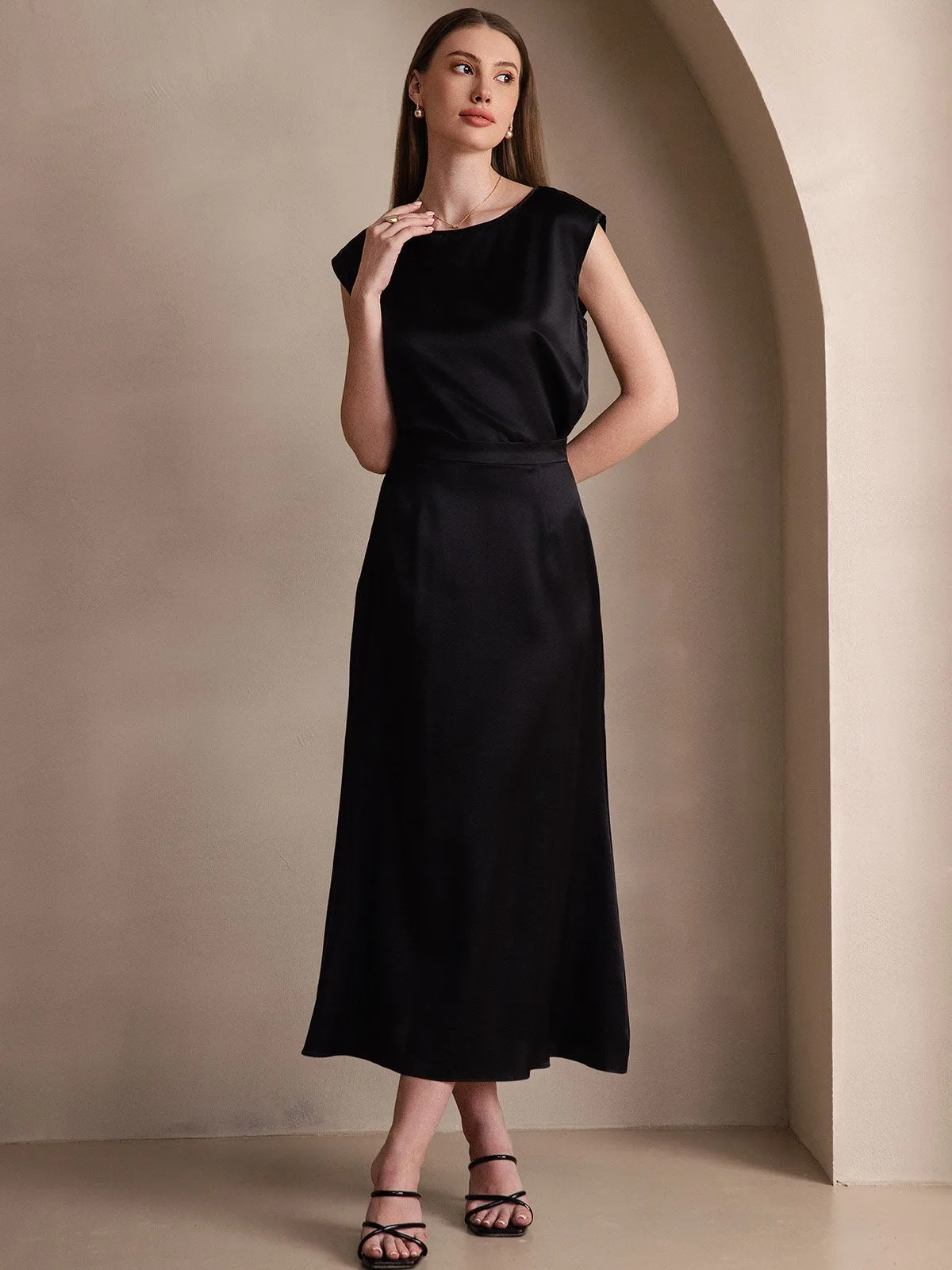 19Momme Jupe Maxi Classique En Soie