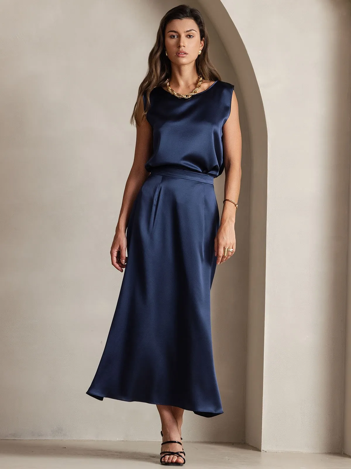 19Momme Jupe Maxi Classique En Soie