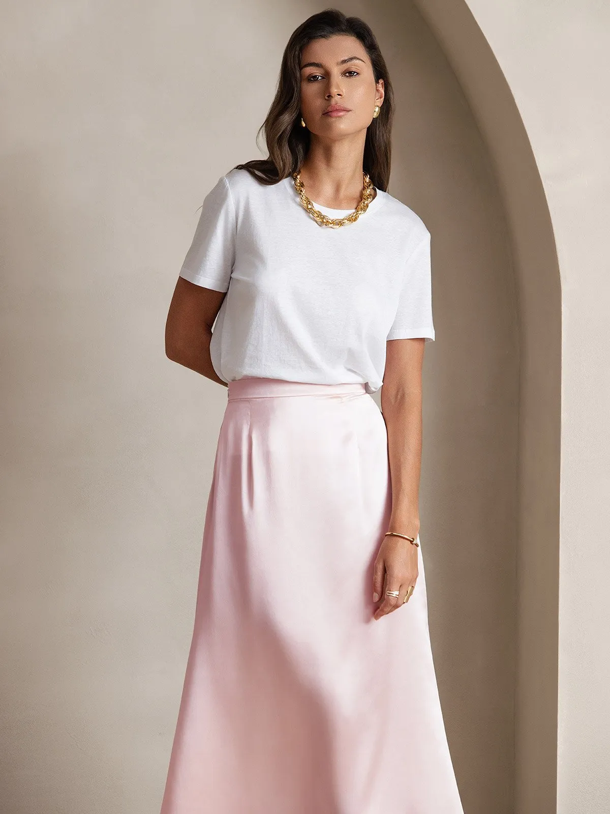 19Momme Jupe Maxi Classique En Soie