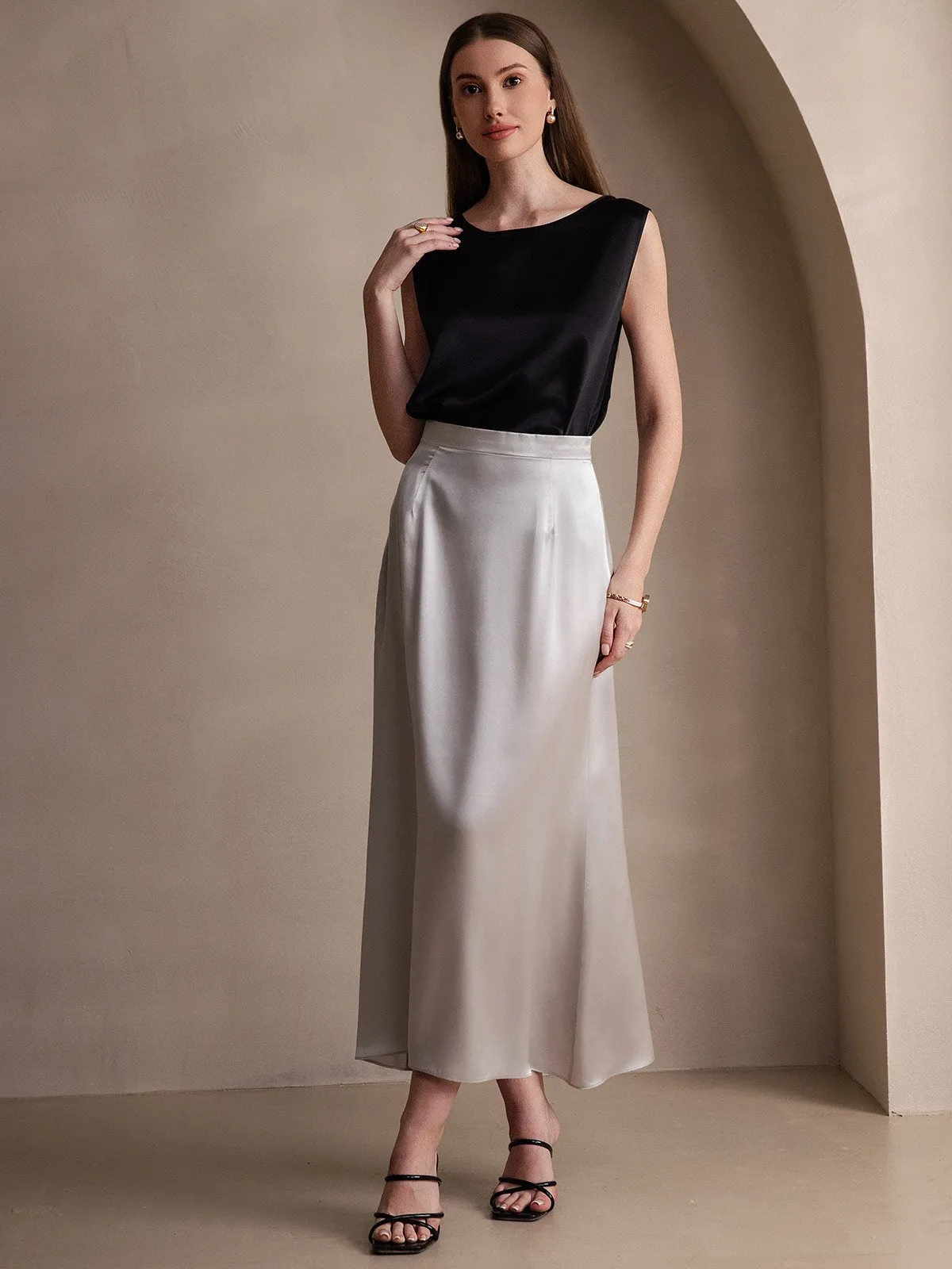 19Momme Jupe Maxi Classique En Soie