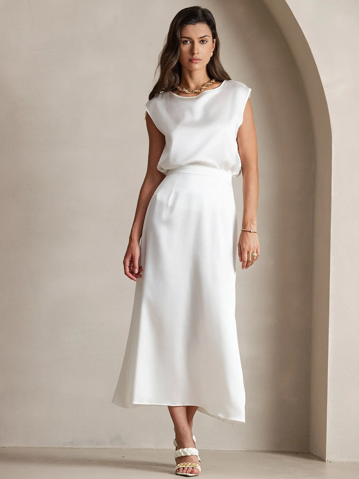 19Momme Jupe Maxi Classique En Soie
