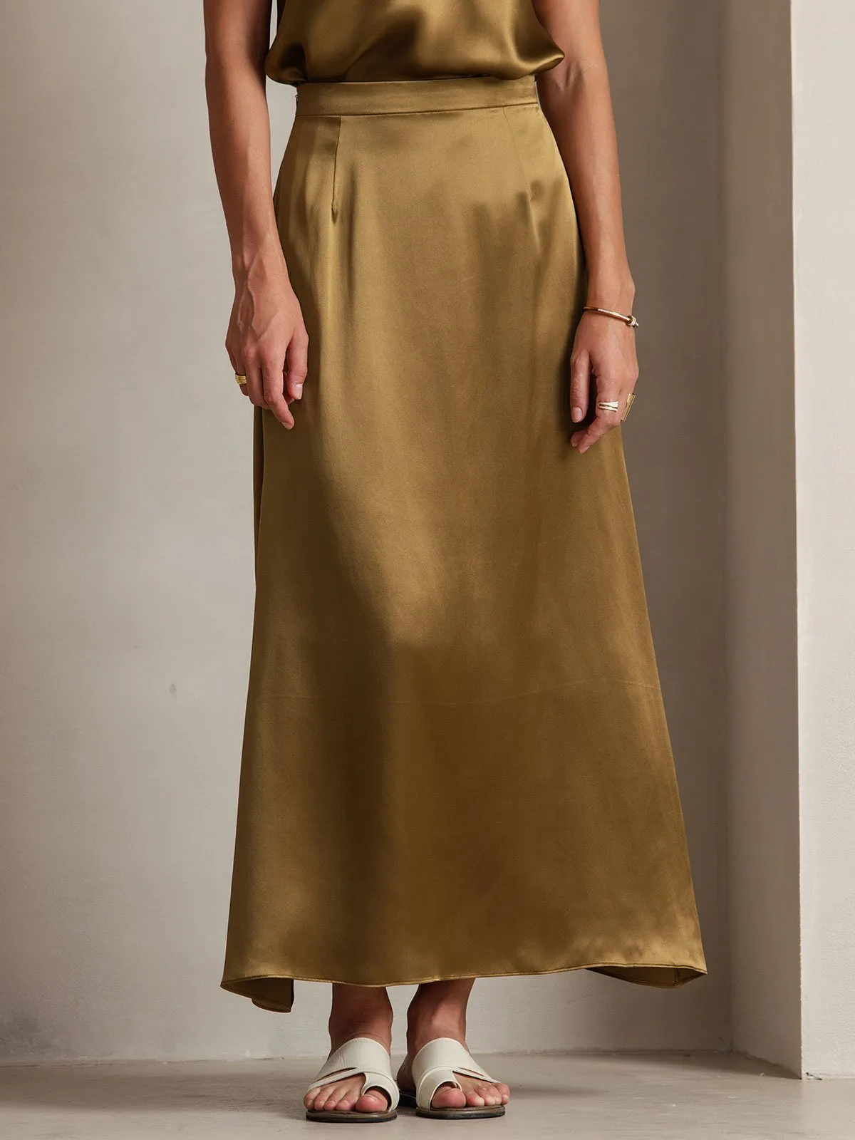 19Momme Jupe Maxi Classique En Soie