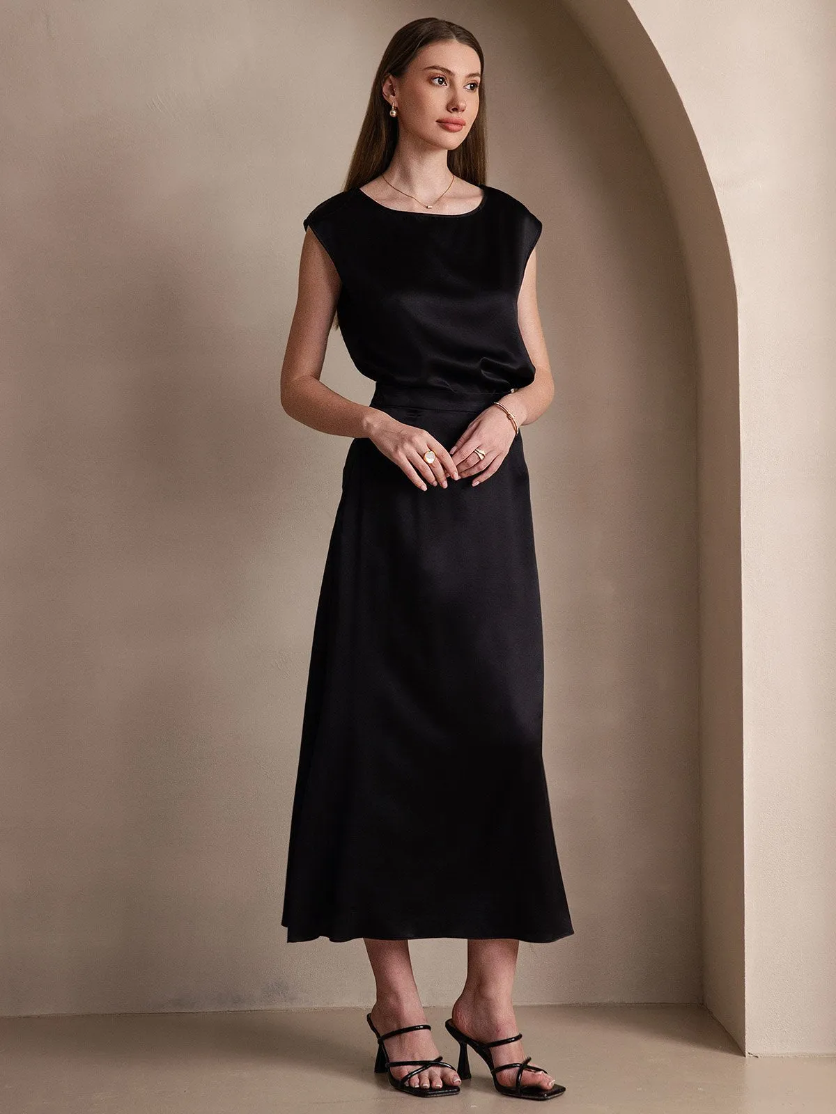 19Momme Jupe Maxi Classique En Soie