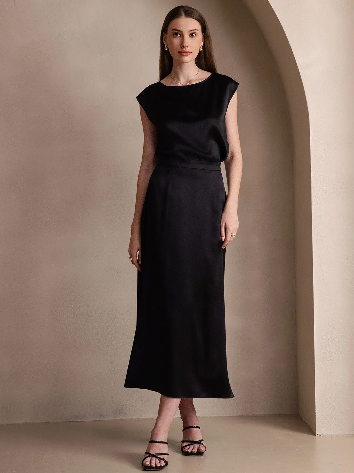 19Momme Jupe Maxi Classique En Soie