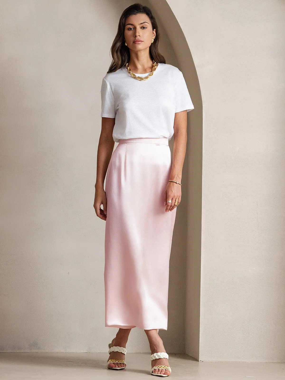 19Momme Jupe Maxi Classique En Soie