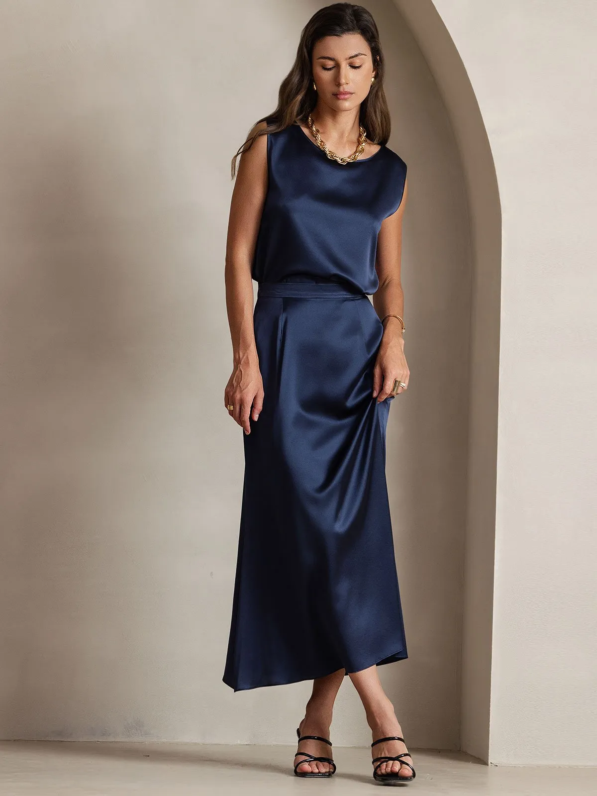 19Momme Jupe Maxi Classique En Soie