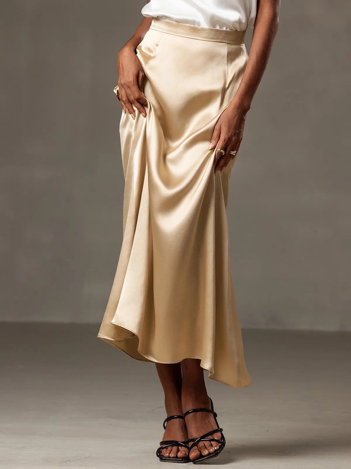 19Momme Jupe Maxi Classique En Soie