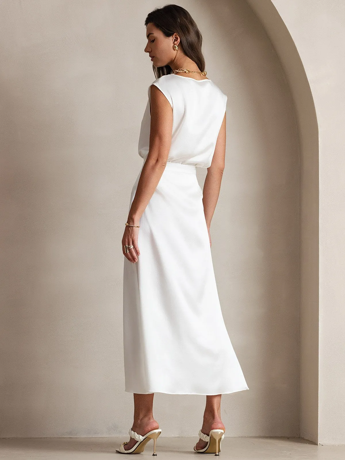 19Momme Jupe Maxi Classique En Soie