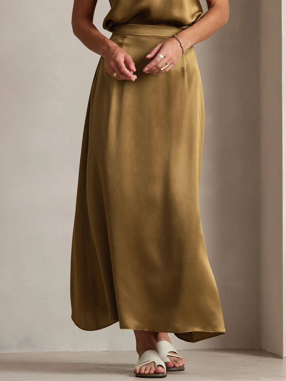 19Momme Jupe Maxi Classique En Soie