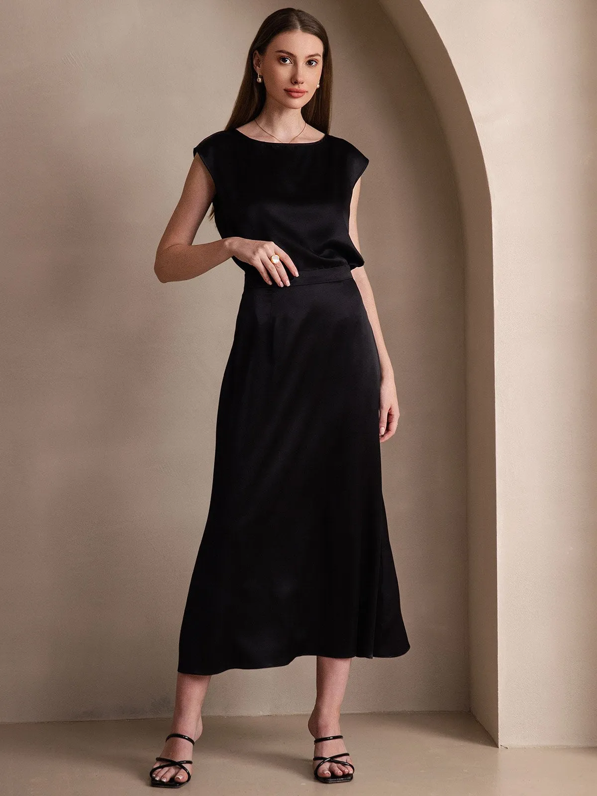 19Momme Jupe Maxi Classique En Soie