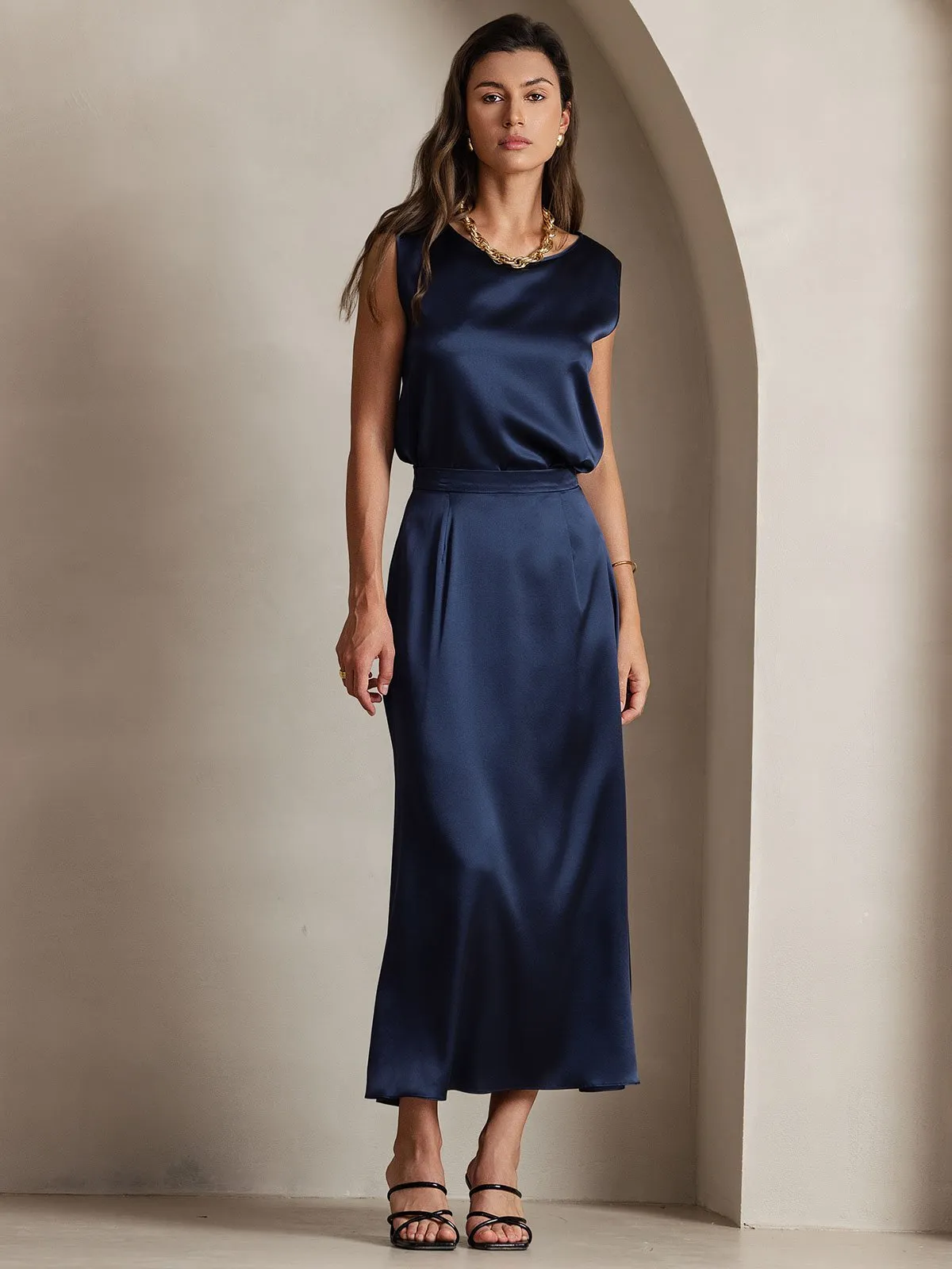 19Momme Jupe Maxi Classique En Soie