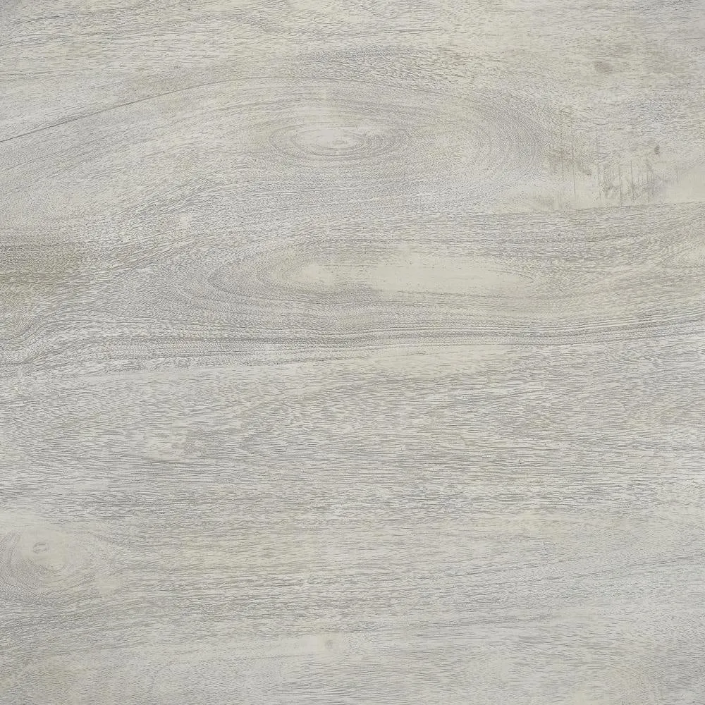 42 Inch Handcrafted Mango Wood Dining Table, Pedestal Base, Round Molded Top, Washed White, Gray By The Urban Port