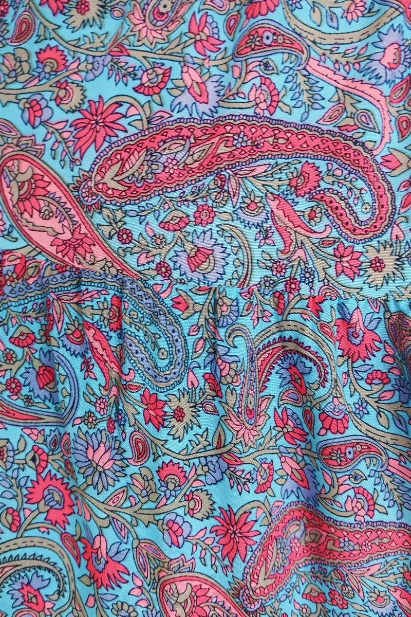 50% OFF Florence Prairie Skirt in Powder Blue & Peach Paisley - Free Size