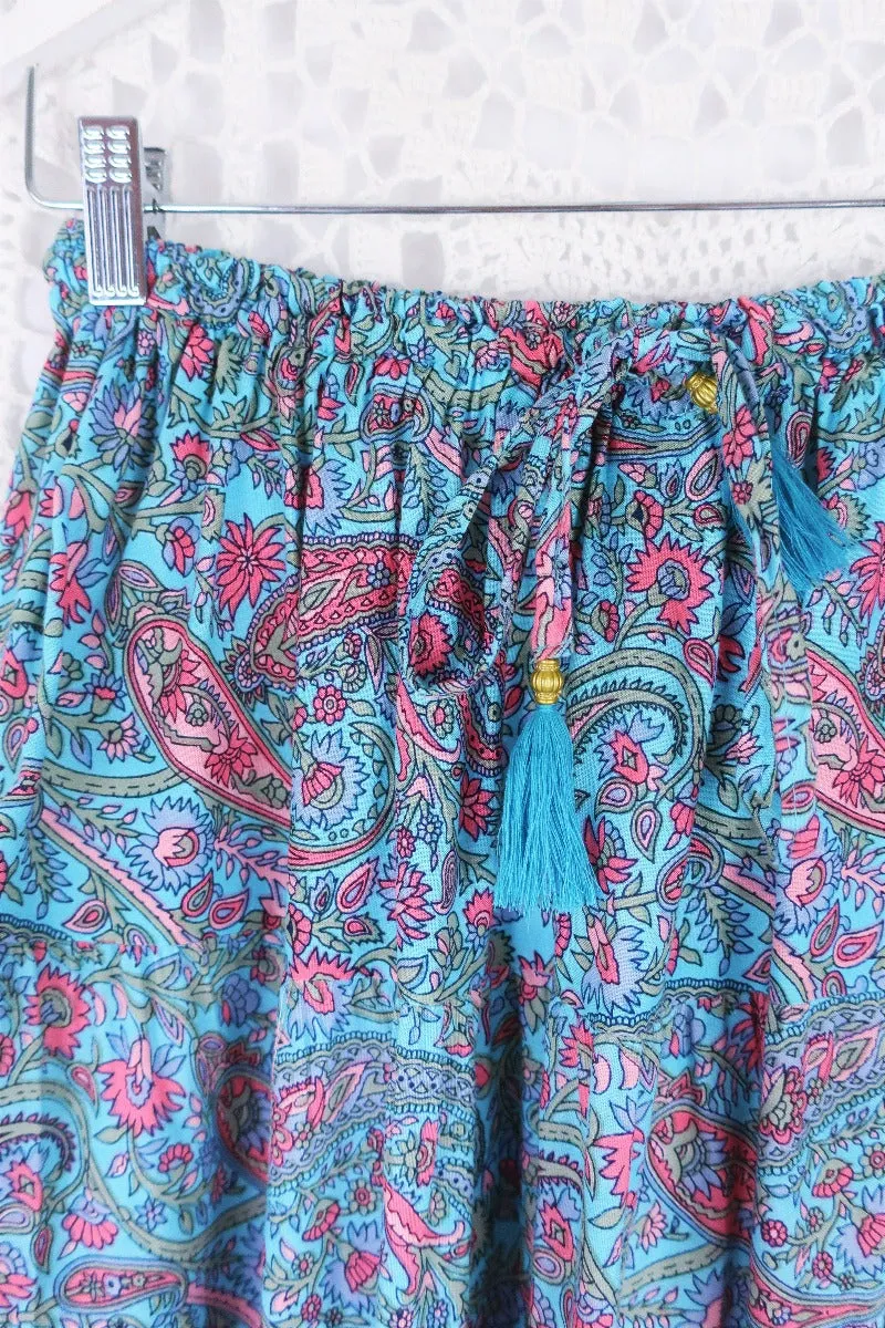 50% OFF Florence Prairie Skirt in Powder Blue & Peach Paisley - Free Size
