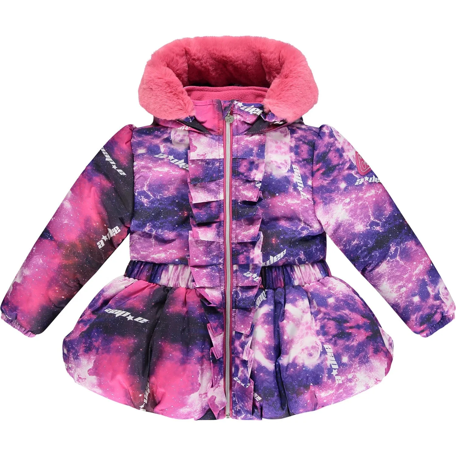 A DEE - Sandy Faux fur Hooded Galaxy Jacket - Pink Glaze