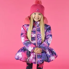 A DEE - Sandy Faux fur Hooded Galaxy Jacket - Pink Glaze