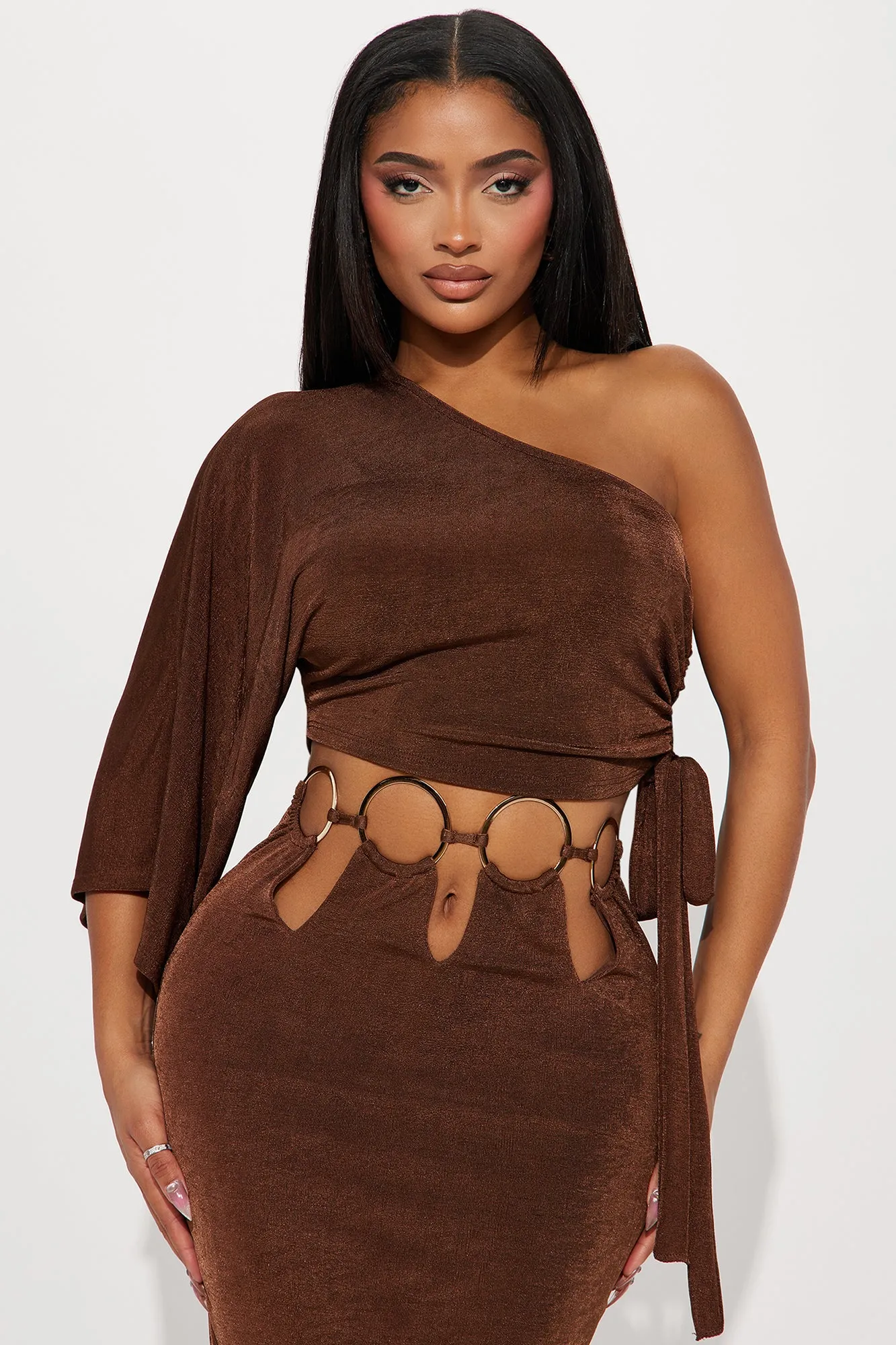 Acting Single Slinky Skirt Set - Brown
