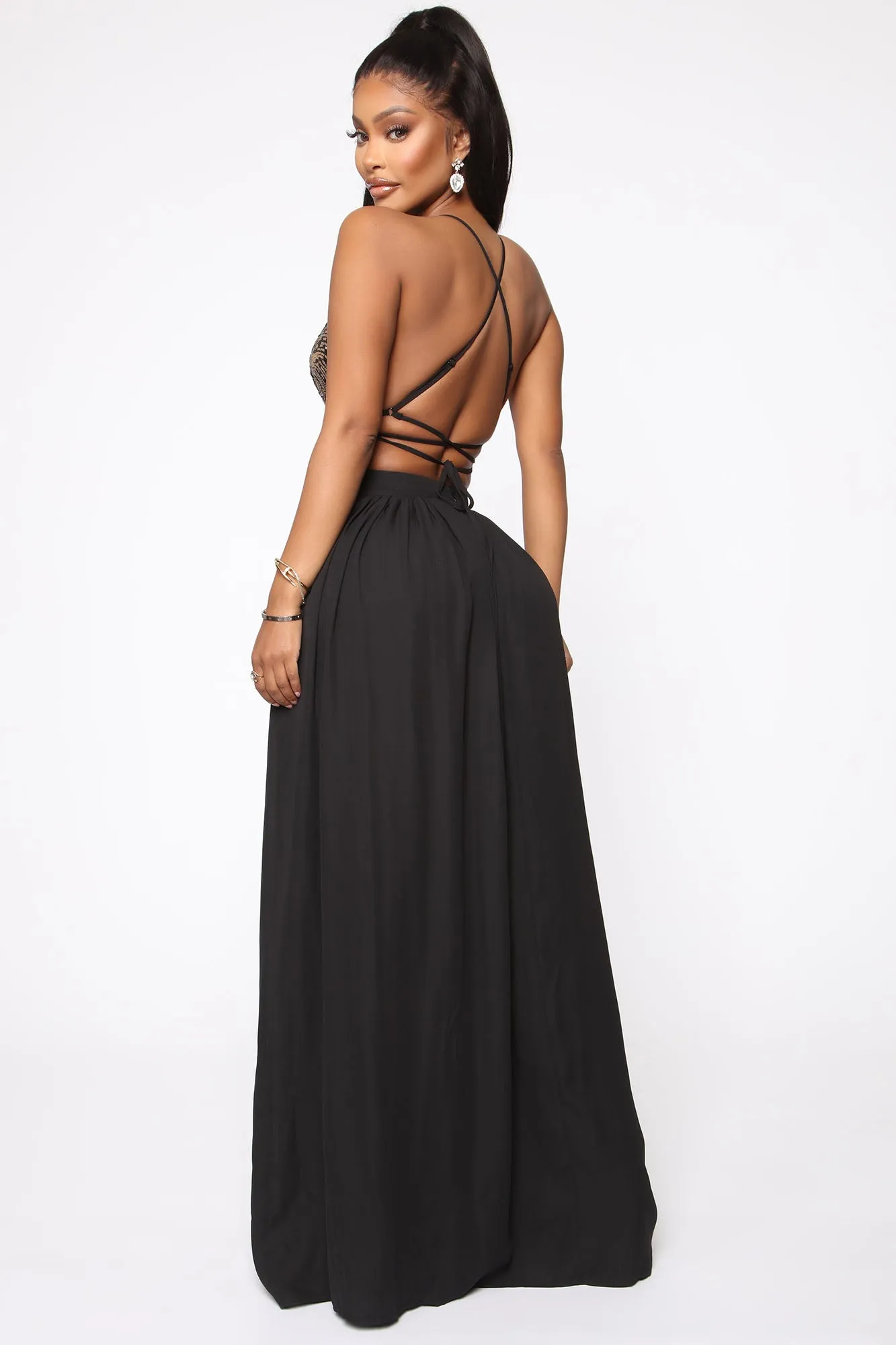 Adorable Lady Maxi Dress - Black/Gold