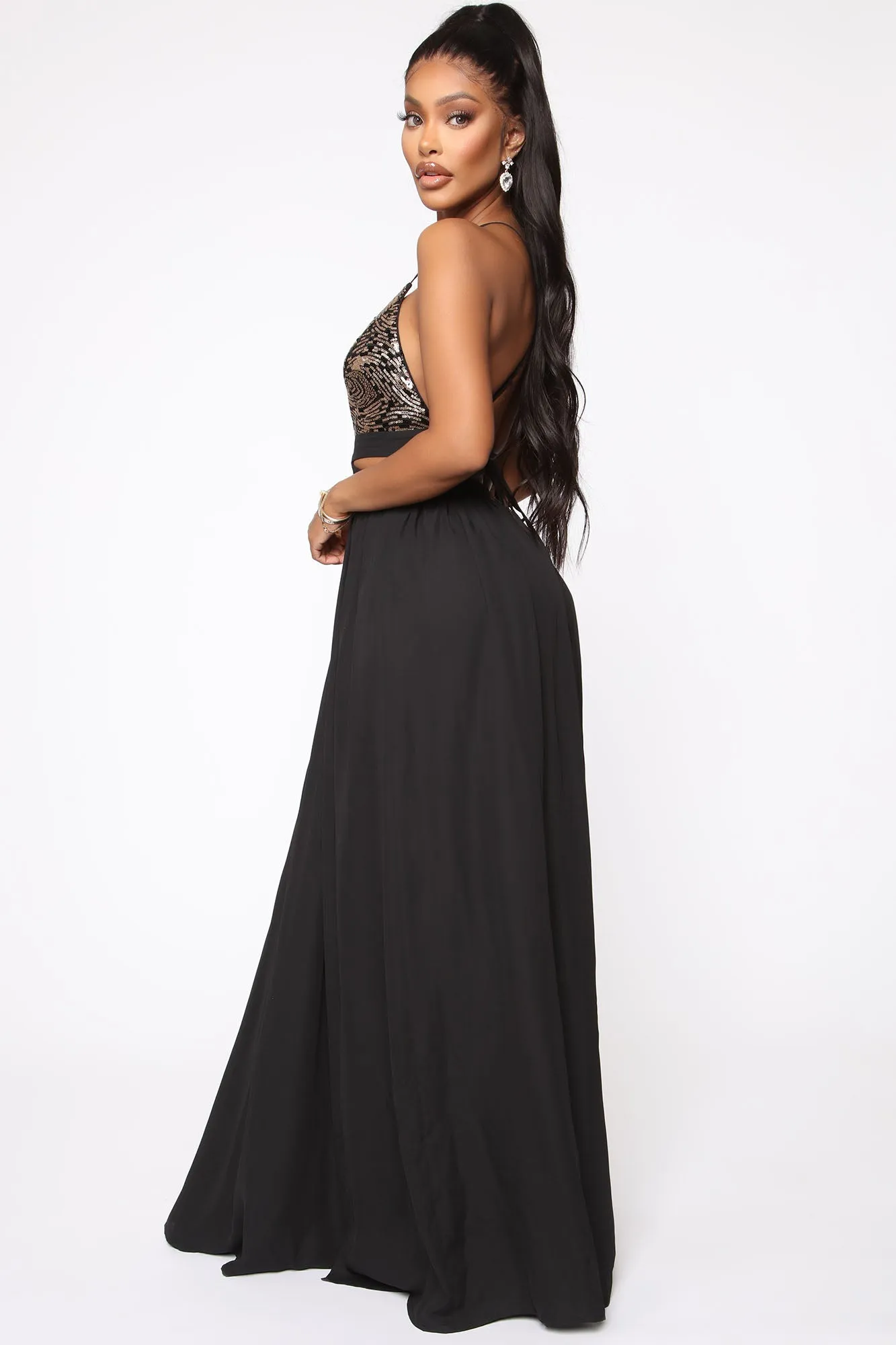 Adorable Lady Maxi Dress - Black/Gold