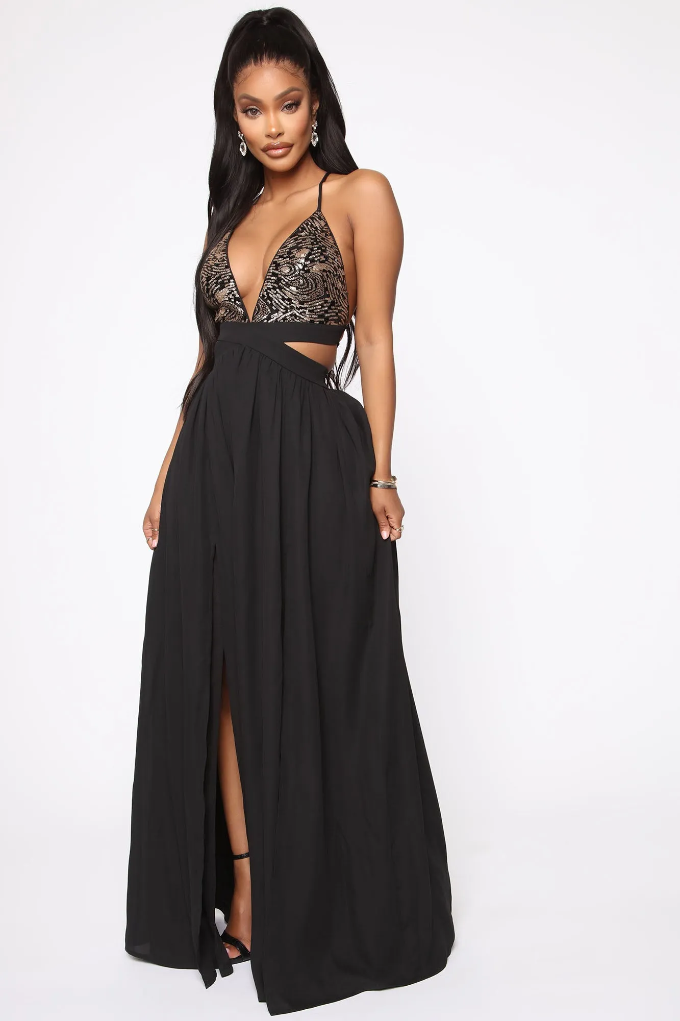 Adorable Lady Maxi Dress - Black/Gold