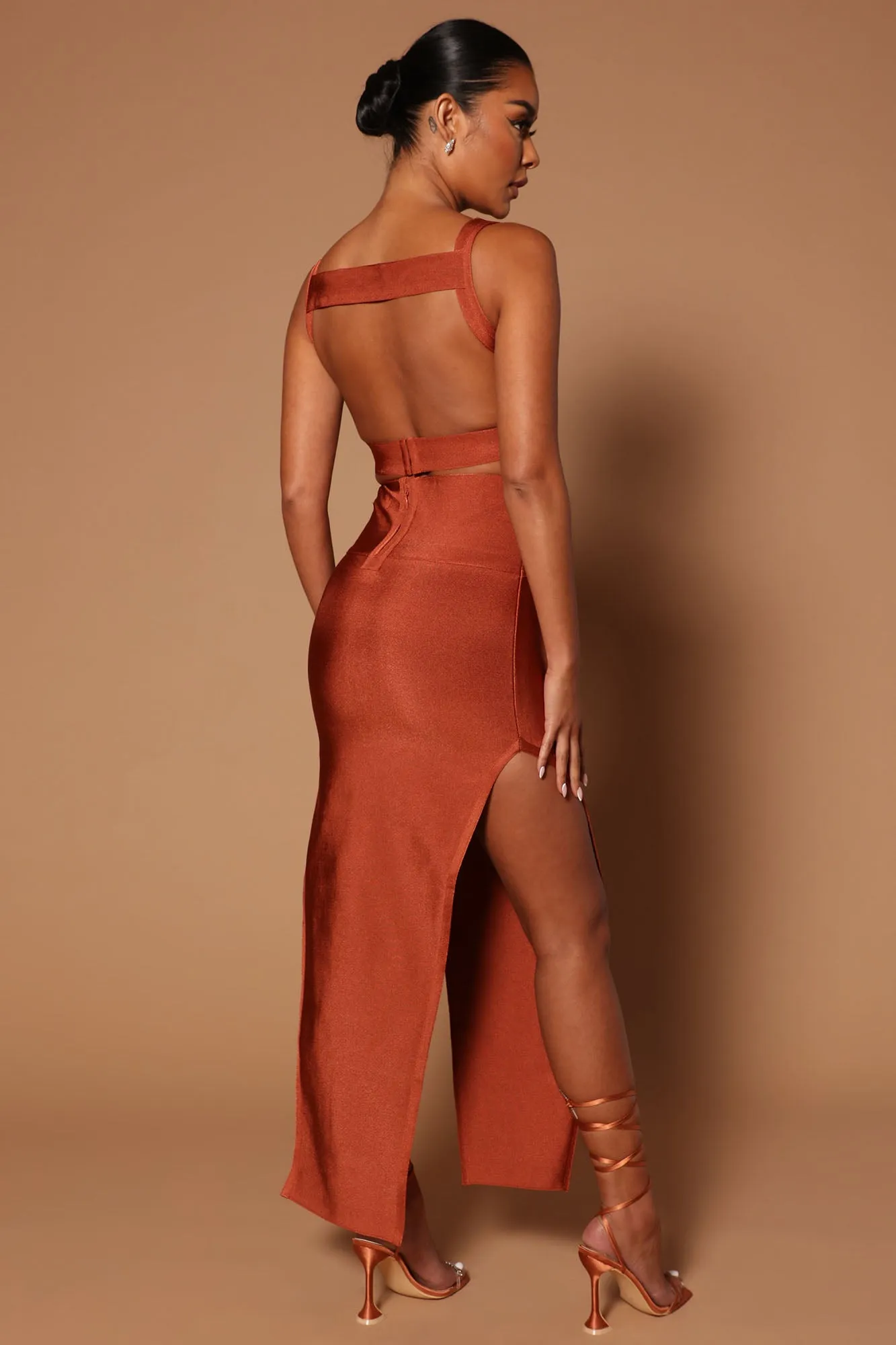 Alana Bandage Maxi Skirt Set - Copper