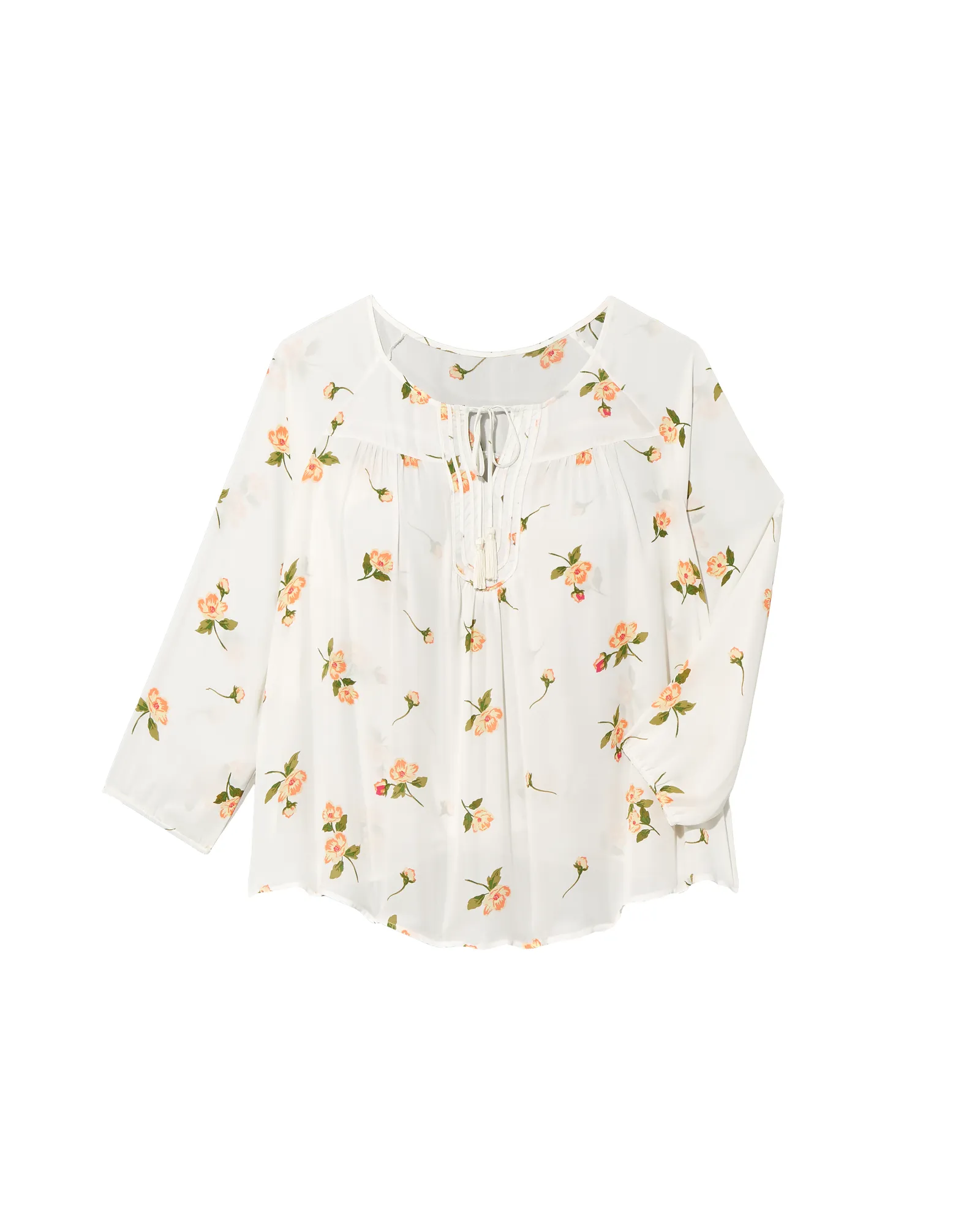 Alicia Tie-Neck Blouse | White / Orange