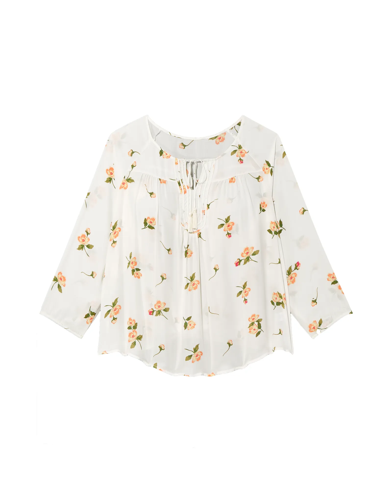 Alicia Tie-Neck Blouse | White / Orange