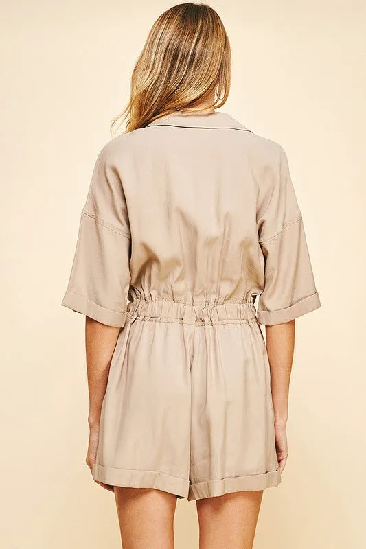 Always on Go Taupe Romper