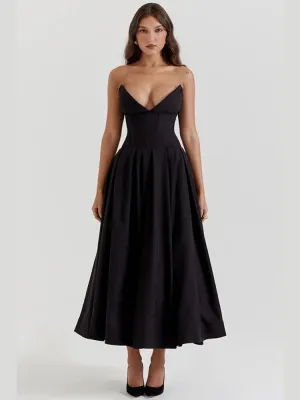 Amozae-A Elegant Spaghetti Strap Backless Maxi Dress For Women Fashion Black Off-shoulder Sleeveless A-line Club Party Dress