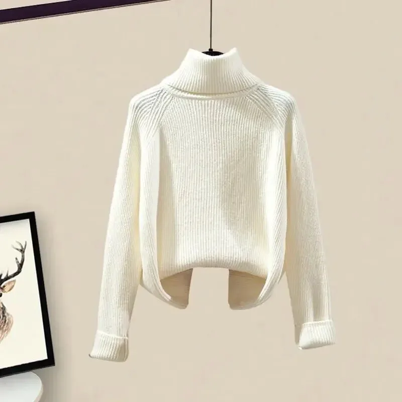 Amozae-Autumn/Winter 2024 New Women's Knit Sweater Set Loose-Fit Slimming Versatile Casual 2-Piece Suit
