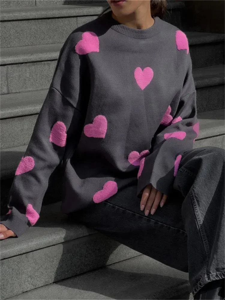 Amozae Knitwear Sweater Pullover Female Autumn Loose Fashion Patchwork Long Sleeve Casual Knit Streetwear Women Contrast Pullover