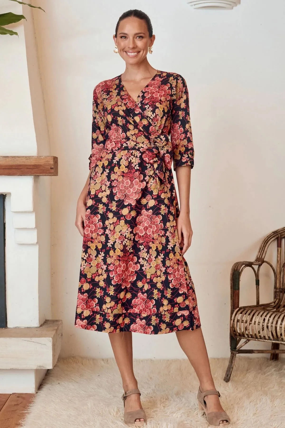 Angelica Wrap Dress Autumn Blossom