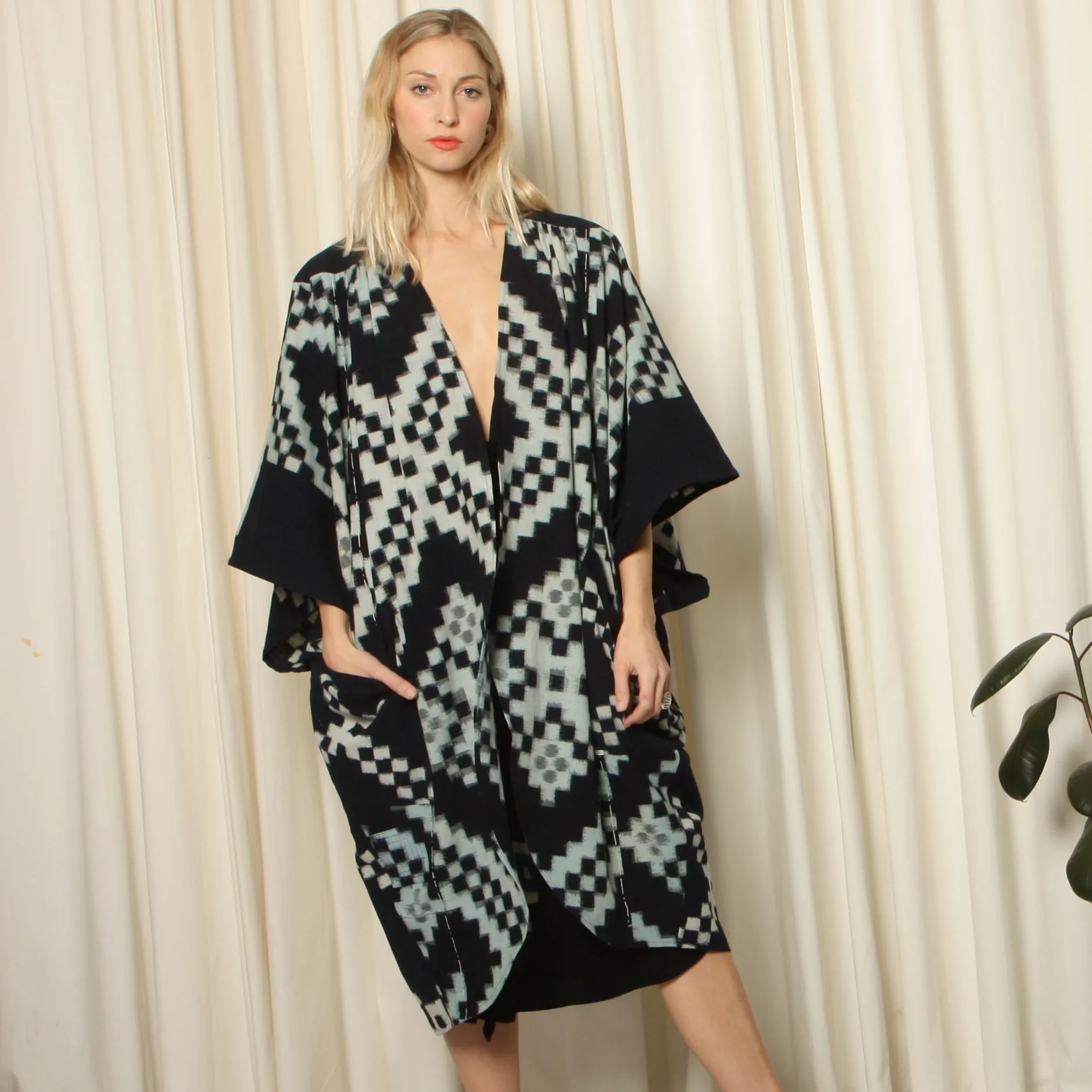 Antique Japanese Indigo Shibori Cocoon Coat