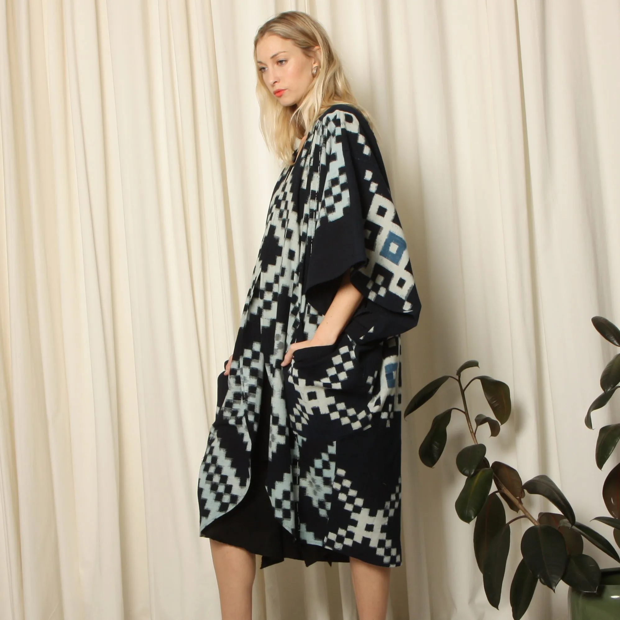 Antique Japanese Indigo Shibori Cocoon Coat