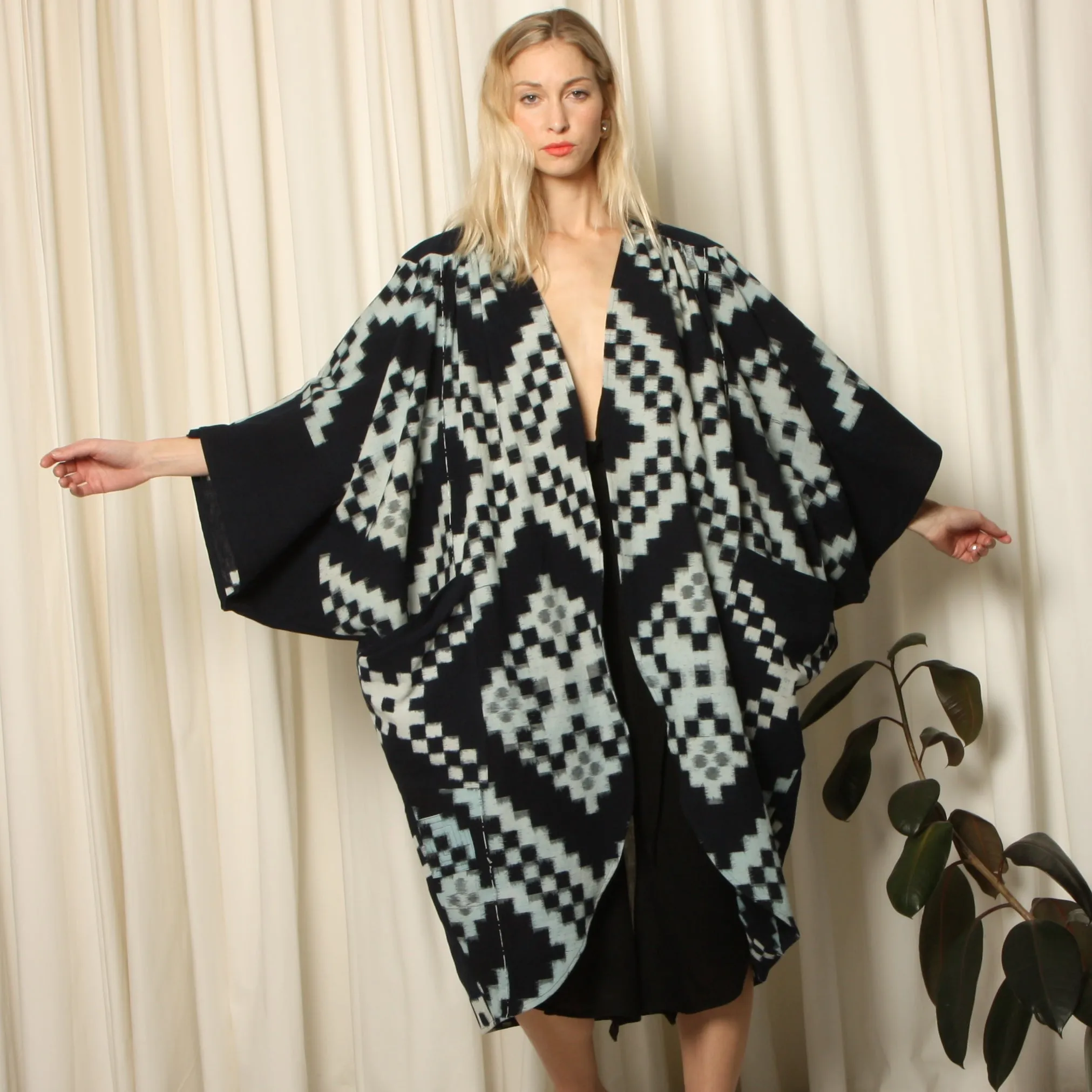 Antique Japanese Indigo Shibori Cocoon Coat