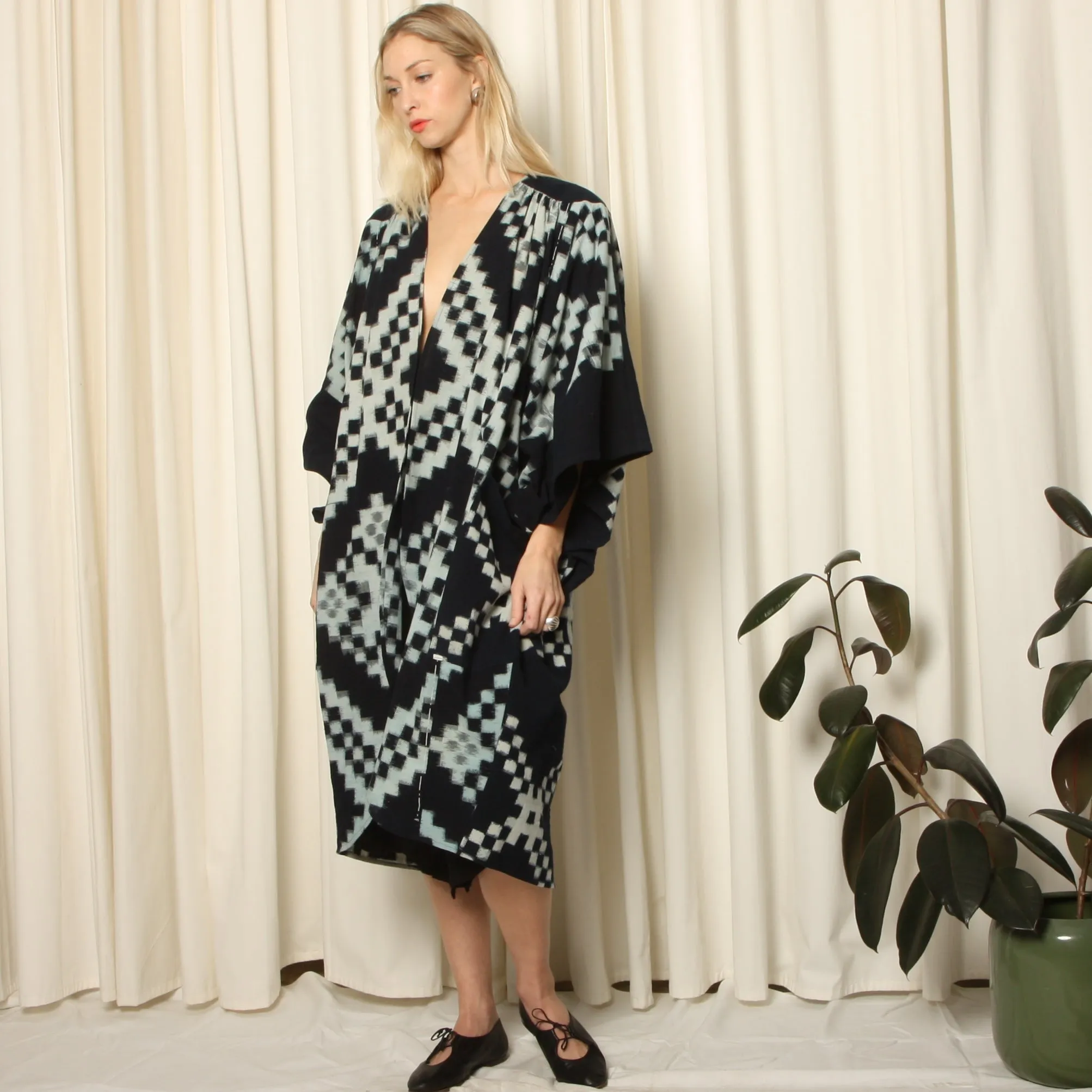 Antique Japanese Indigo Shibori Cocoon Coat