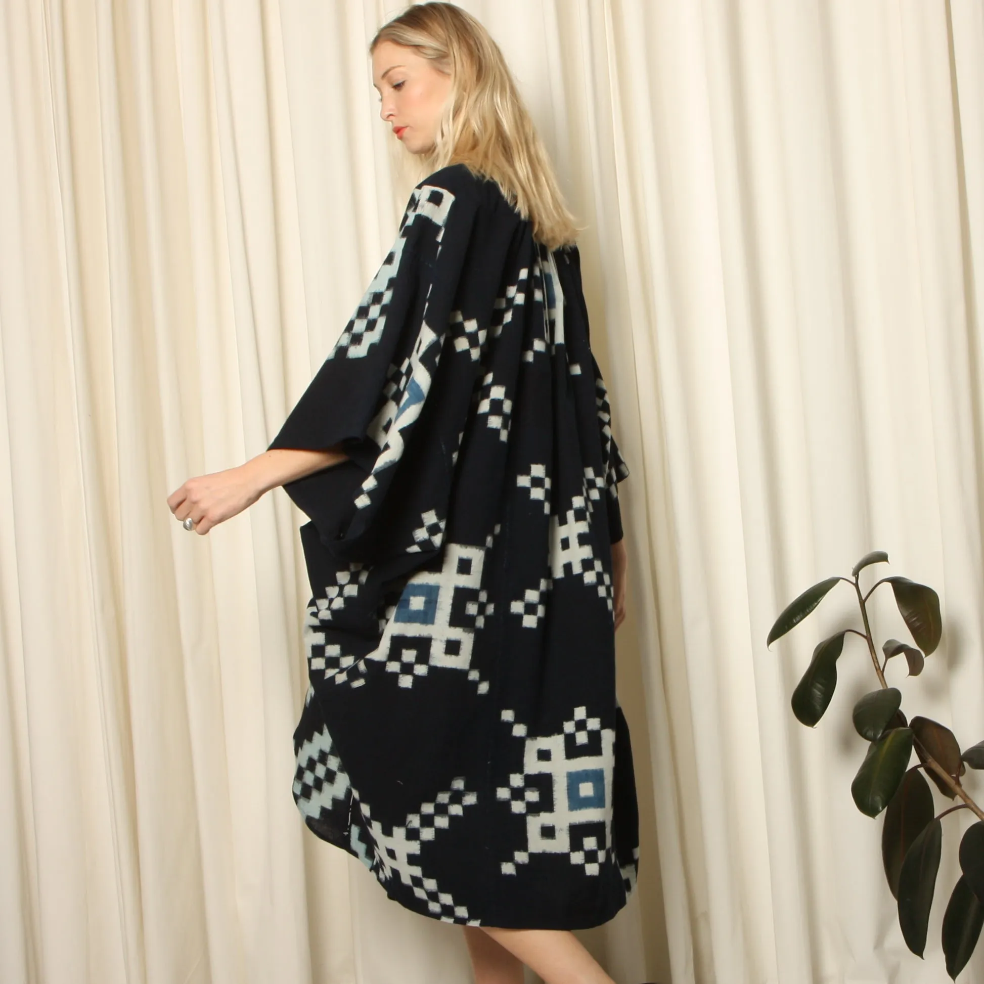 Antique Japanese Indigo Shibori Cocoon Coat